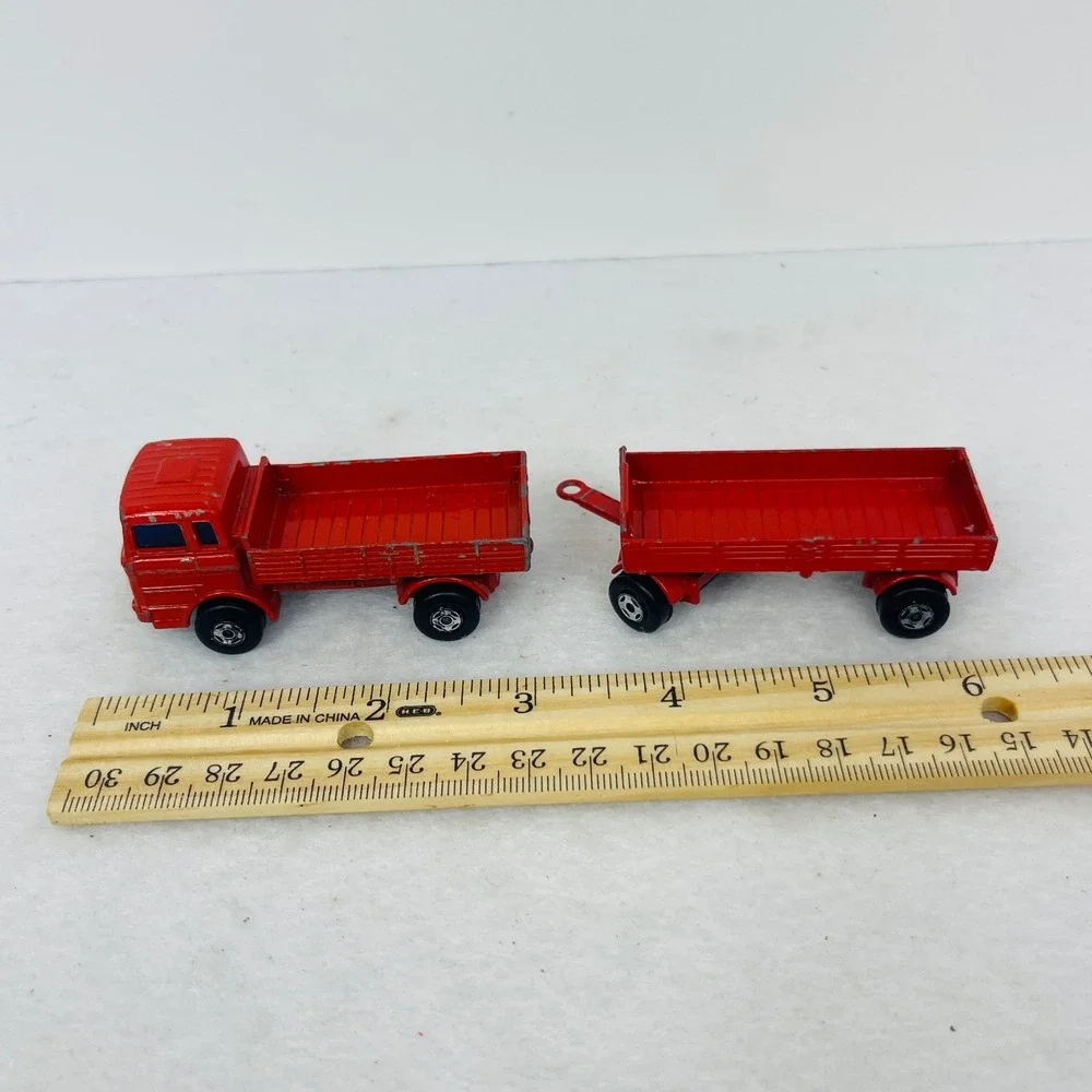 Vintage 1978 Matchbox Lesney Red Mercedes Truck and Trailer Made in England
